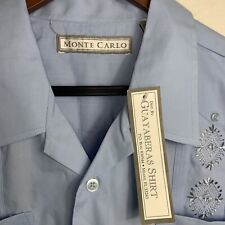 NEW Monte Carlo Guayabera Light Blue Latin Button Down Shirt Men’s Large