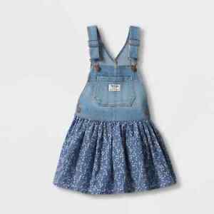 OshKosh B'gosh Toddler Girls baby Floral Skirtall  3T overall jean dress NWT