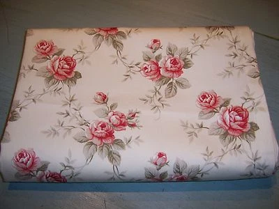 Waverly Tablecloth TEA ROSE Pink Sage Ivory Shabby Roses Cottage Chic100%Cotton  - Image 1 of 4