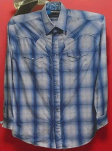Stetson Shirt Mens XL Blue Plaid Pearl Snap Flap Pockets Yoked Western Cowboy FS - Picture 1 of 22