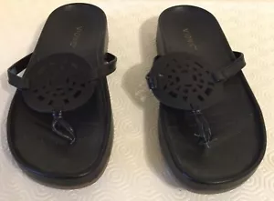 VIONIC SOLARI Toe-post Black Leather Sandal, Flip Flops U.K. 5.5 FREE POSTAGE - Picture 1 of 9