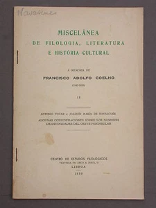 Nombres de divinidades del oeste peninsular - Navascues Noms de divinités 1950 - Imagen 1 de 1