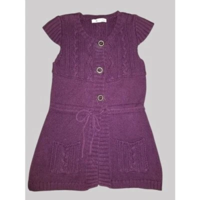 * SHRINKING VIOLET Purple Grape Short Sleeved Cardigan Tunic Sweater Girls 10-12 - Image 1 of 4