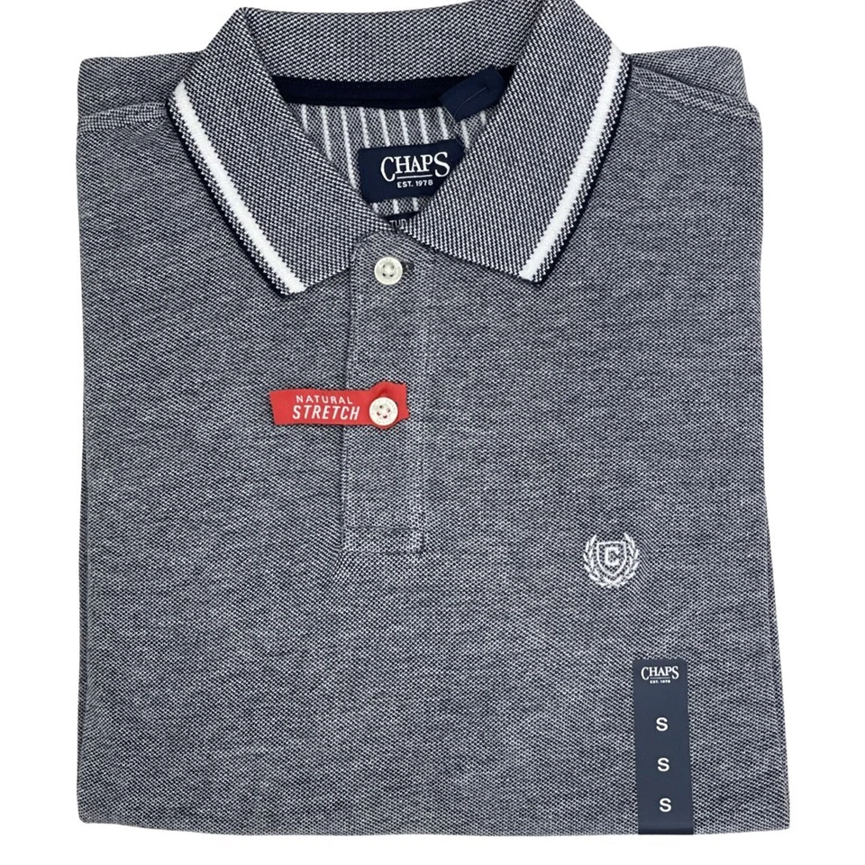 CHAPS Natural Stretch Light Polo Shirt in BLUE DEPTHS in Size XL **