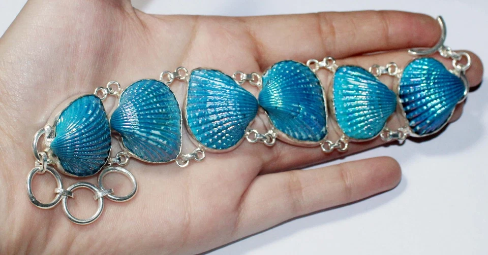 Pulsera hecha a mano con concha de abulón más hermosa joyería tamaño 8 pulgadas Foto 1 de 4