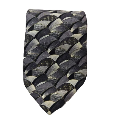 Corbata Henry Grethel 100 % seda italiana para hombre gris negro dorado patrón geométrico Foto 1 de 4