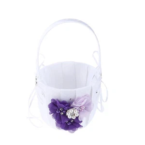 1PC Wedding Flower Girl Bride Basket Matrimony Rose Petals Holder Flower Basket - Picture 1 of 12