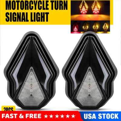 2x Flush Mount Motorcycle Sequential Amber Flowing LED Turn Signal Blinker Light - Image 1 of 4