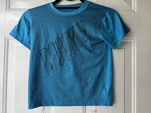 Nike Dri Fit Shirt Boys Youth Size 6 Blue Short Sleeve Nike Logo Athletic - Picture 1 of 3