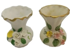 Set to 2 Vintage Bone China Vase Roses Minis Approximately 2.5” - Picture 1 of 6