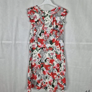 Ladies Dress Size 14 Next White Red Floral Smart Day Office Work Party - Picture 1 of 10