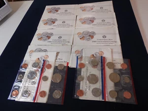 10 1988 US Mint Sets (100 BU coins in cello wrap) (bl14) - Picture 1 of 5