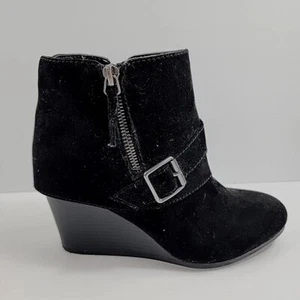 size 8m Arizona suede black ankle Wedge Zipper Buckle Strap Ankle boots - Picture 1 of 4
