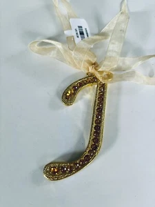Adorno Monograma "J" Inicial Amarillo Bling Estrás TONO DORADO 5278 - Imagen 1 de 6
