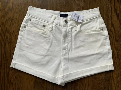 NUEVO CON ETIQUETAS J.CREW Off White Marfil Algodón Denim Jean Puño Dobladillo 3" Pantalones Cortos 24 0 2 Foto 1 de 4