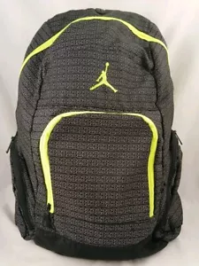 Michael Jordan Air Jumpman 23 Print Backpack-Black/Gray/Lime Green-EXCELLENT! - Picture 1 of 13
