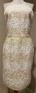 KATHERINE KELLY Womens White & Light Tan Dress - Sz 4 - Picture 1 of 5