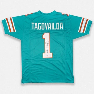 Maglia Tua Tagovailoa Miami Dolphins firmata autografata stile professionale verde acqua BAS - Foto 1 di 2