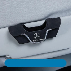 Car Sun Visor Sunglasses Box Card Holder For Mercedes Benz Black Suede Leather - Picture 1 of 5