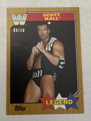 2017 Topps Heritage SCOTT HALL Gold Parallel Legends  03/10 WWF WWE SSP - Image 1 of 2