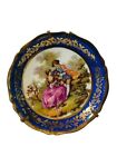 Limoges France art déco plaque vintage miniature prince français princesse or bleu mcm