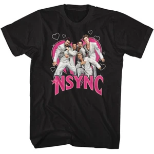 NSYNC Band Photo Pink Heart Background Men's T Shirt Music Merch - Picture 1 of 3