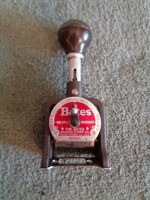 Bates Numbering Machine Style E 6 Wheels 6" Tall Weighs Almost 1 Pound Vintage - Image 1 of 4