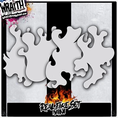 Real Fire Stencil Set (MINI) - Reusable Airbrush Stencil Template - Image 1 of 4