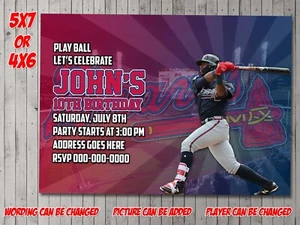 Atlanta Braves inspired Digital Party invitation, invite, flyer, Baseball, Evite - Picture 1 of 1