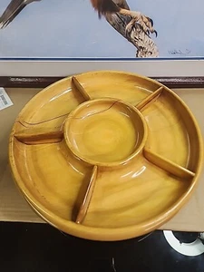 Hand Turned Divided Lazy Susan Snack Tray Black Walnut Base 6 Compartments. - Picture 1 of 6