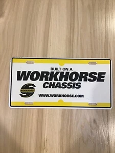Vintage RV WORKHORSE CHASS Advertising License Plate Metal For Motorhome Chassis - Picture 1 of 2