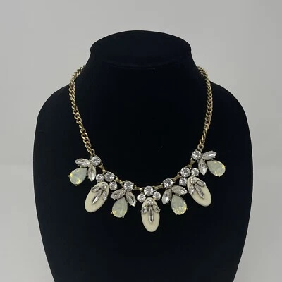 Collar babero ajustable J Crew blanco racimo cristal estrás AB Foto 1 de 4