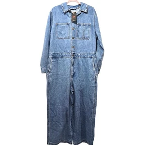 Levi's Light Wash Denim Coverall Straight Cinched Waist Iconic Jumpsuit Size XL - Picture 1 of 16