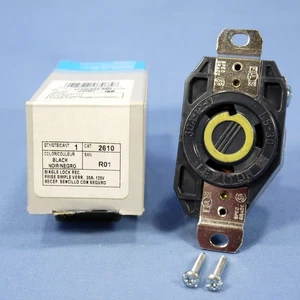 Leviton Black L5-30 Locking Receptacle Outlet 30A 125V Single Phase 2610 - Picture 1 of 5