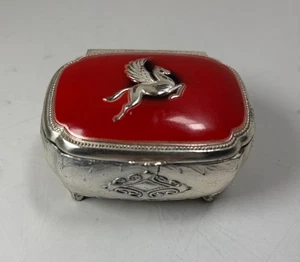 Vintage Pegasus Metal Footed Enameled Brass  Metal Trinket Box Made in Japan - Picture 1 of 7