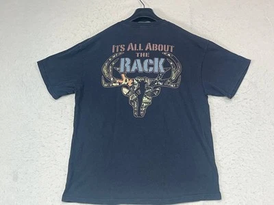 Cowboy Up  Black Its All About The Rack Graphic Short Sleeve Men's Tshirt Size L - Image 1 of 4