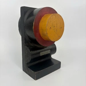 Vintage Holz Industrie Muster Form Form Steampunk Dekor Schwarz, Rot & Gelb - Bild 1 von 7