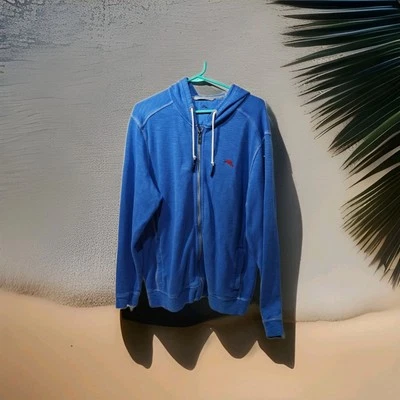 Tommy Bahama Tobago Bay Sudadera Azul Cremallera Completa Sudadera con Capucha Algodón Pima Foto 1 de 4