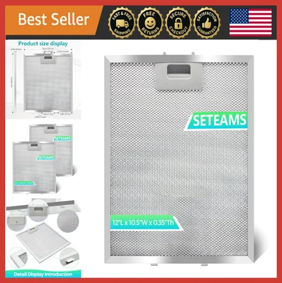 Range Hood Filter 12"x10.5" Aluminum Mesh Replacement - 2 Pack, Easy Install - Image 1 of 4