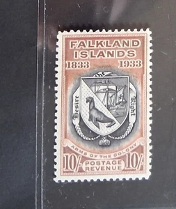 FALKLAND ISLANDS 1933 KG V 10s SG 137 Sc 75 Centenary sea lion MNH - Picture 1 of 2