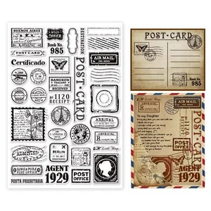 Stamp Postmark Postcard Clear Stamps Silicone for Cards Making 29.7x21cm - Picture 1 of 8