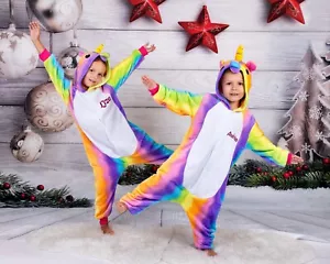 Kids Unicorn Rainbow Pajama,Mommy and Me One piece, Unicorn Sleepwear, Christmas - Picture 1 of 18