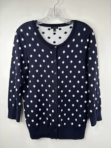Talbots Damen Pullover Strickjacke mit Knopfleiste dunkelblau weiß gepunktet Größe M - Bild 1 von 11