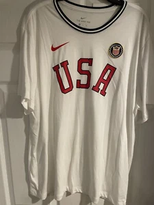 Team USA Shirt Mens 2XL WhiteBig Logo Olympic Patch Crewneck T Shirt - Picture 1 of 6