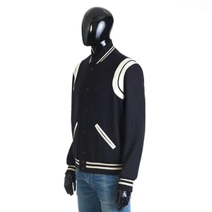 SAINT LAURENT PARIS 2690$ Teddy Jacket In Black Wool & White Leather - Picture 1 of 14