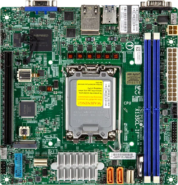 SuperMicro X13SCL-IF Motherboard - Mini-ITX,Catlow,UP,RPL-E Xeon E,LGA1700, C262 - Image 1 of 1