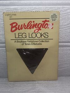 VTG Burlington Leg Looks Pantyhose Size Long Burgundy Sandalfoot Light Lines 391