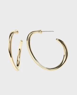 BANANA REPUBLIC Gold Tone Curved Hoop Earrings - Image 1 of 4