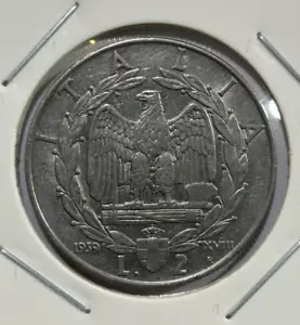 1939 Italy 2 Lire - Victor Emmanuel III XVIII Coin - Bild 1 von 3