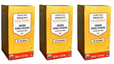 3 Packs Trader Joe's Organic Blood Orange Rooibos Herbal Tea 20 ct 1.13 oz Each - Image 1 of 3